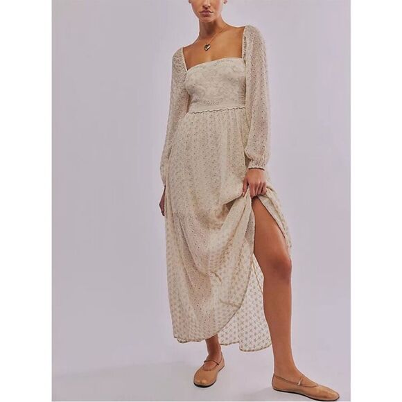 FREE PEOPLE Malina Maxi Dress in Ivory NWT/IN Bag Size S - Picture 7 of 14